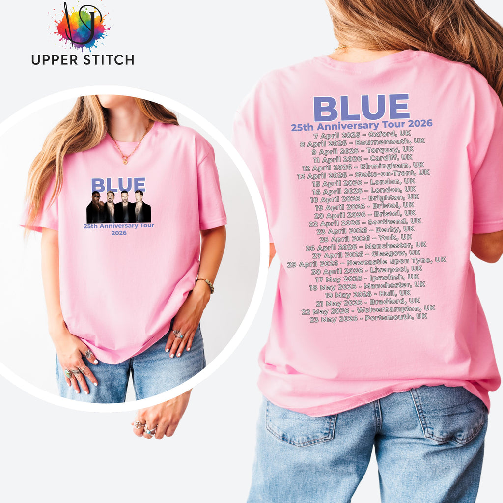 Blue 25th Anniversary Tour T-Shirt | Retro Boy Band Concert Tee