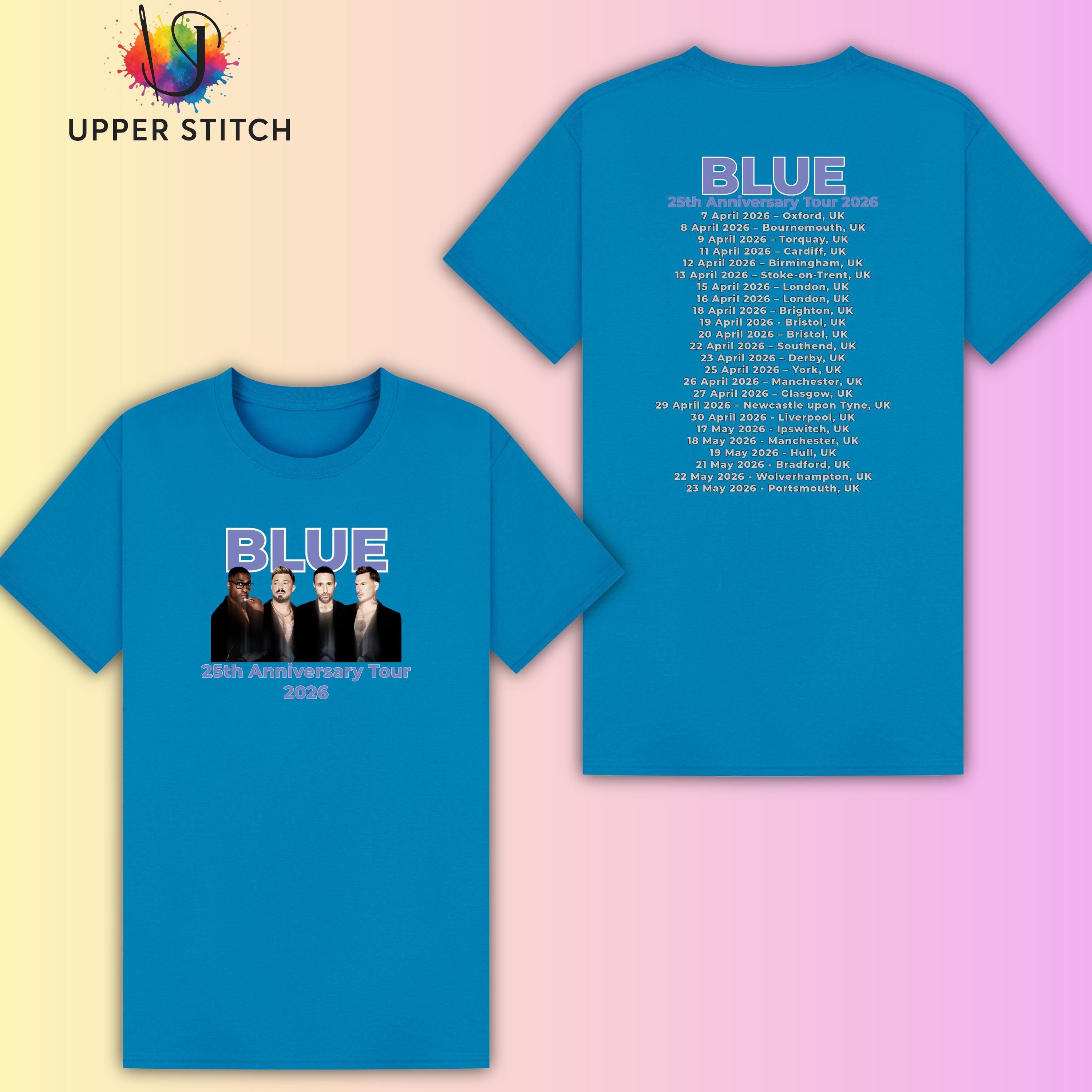 Blue 25th Anniversary Tour T-Shirt | Retro Boy Band Concert Tee