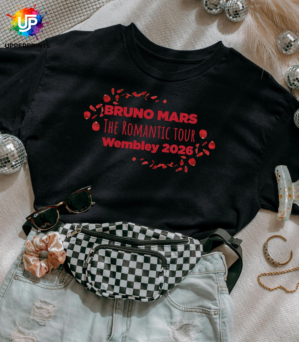 Bruno Mars The Romantic Tour Wembley 2026 T-Shirt | Unofficial Fan Merch | Unisex & Kids Concert Tee