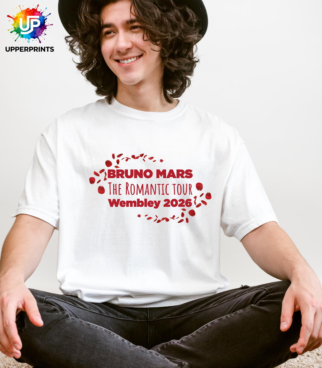 Bruno Mars The Romantic Tour Wembley 2026 T-Shirt | Unofficial Fan Merch | Unisex & Kids Concert Tee