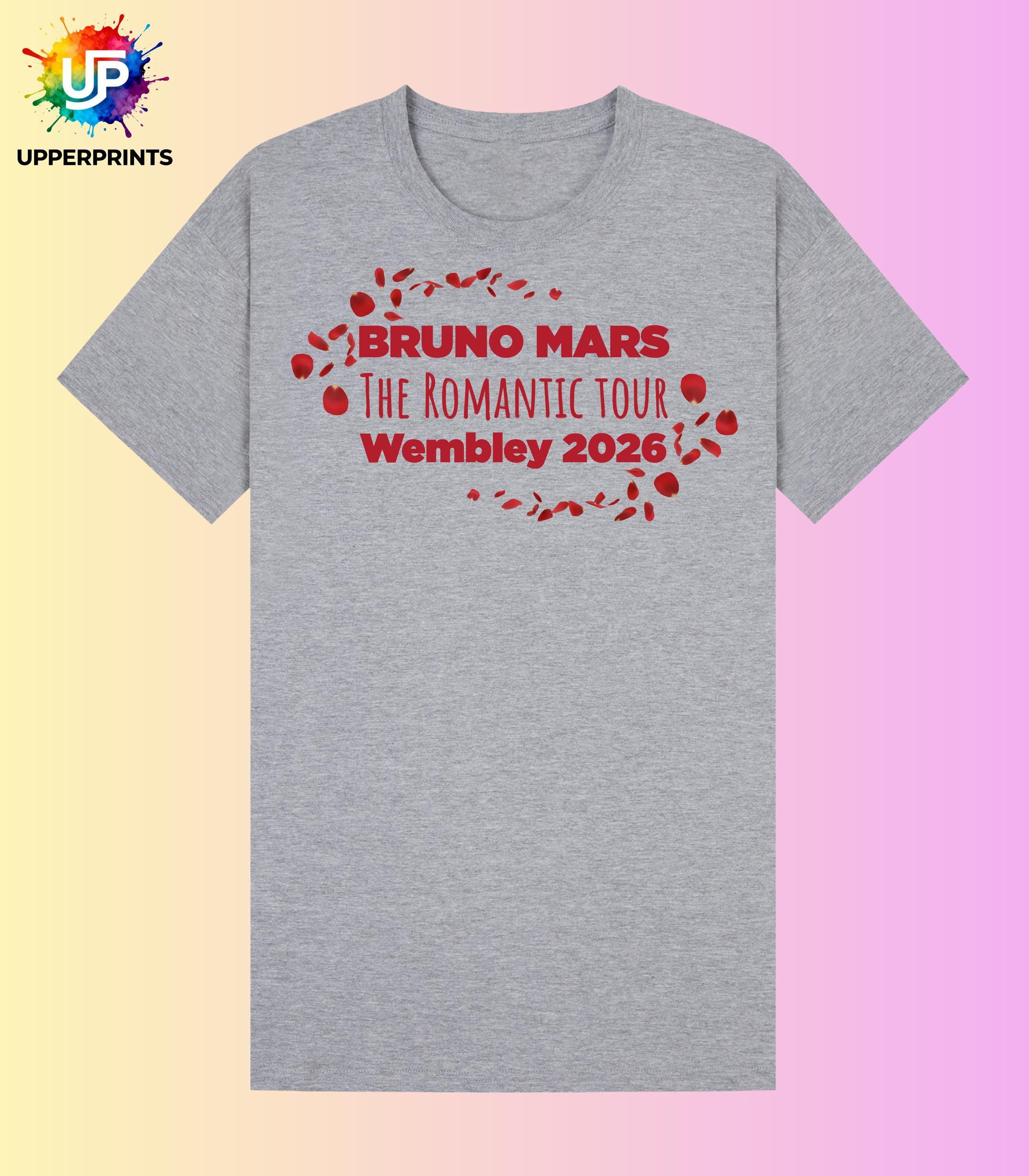Bruno Mars The Romantic Tour Wembley 2026 T-Shirt | Unofficial Fan Merch | Unisex & Kids Concert Tee