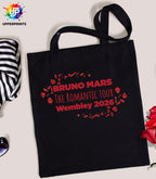 Bruno Mars Romantic Tour Wembley 2026 Tote Bag | Unofficial Fan Merch | Concert & Gig Shopper Bag