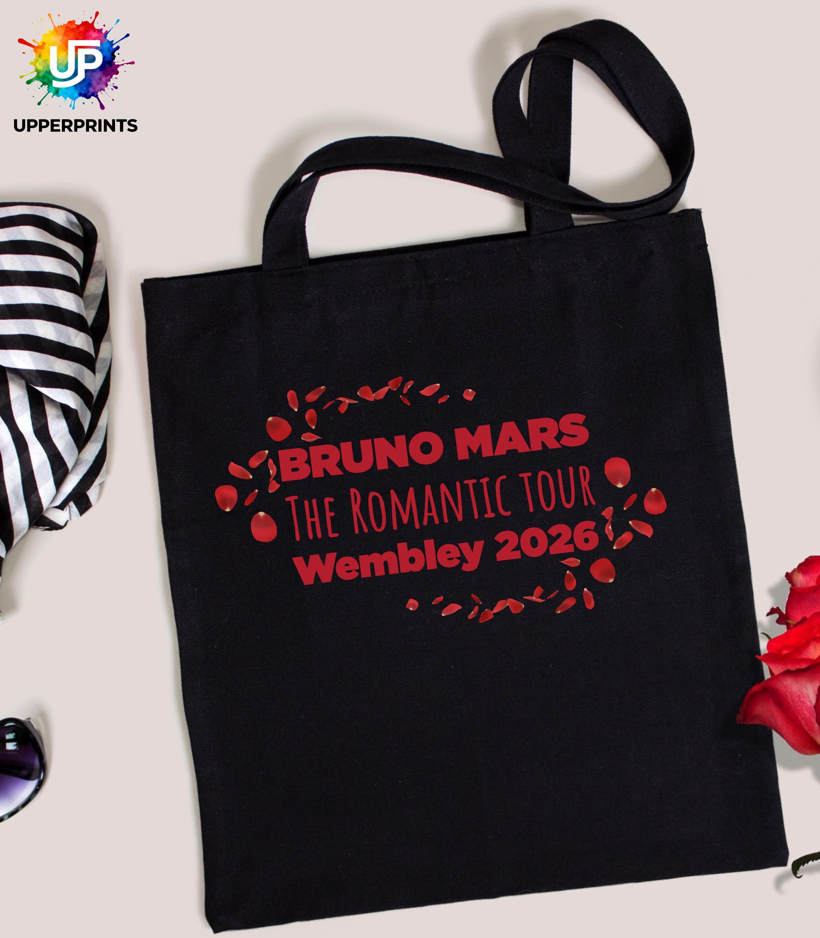 Bruno Mars Romantic Tour Wembley 2026 Tote Bag | Unofficial Fan Merch | Concert & Gig Shopper Bag