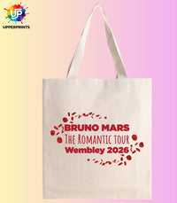 Bruno Mars Romantic Tour Wembley 2026 Tote Bag | Unofficial Fan Merch | Concert & Gig Shopper Bag