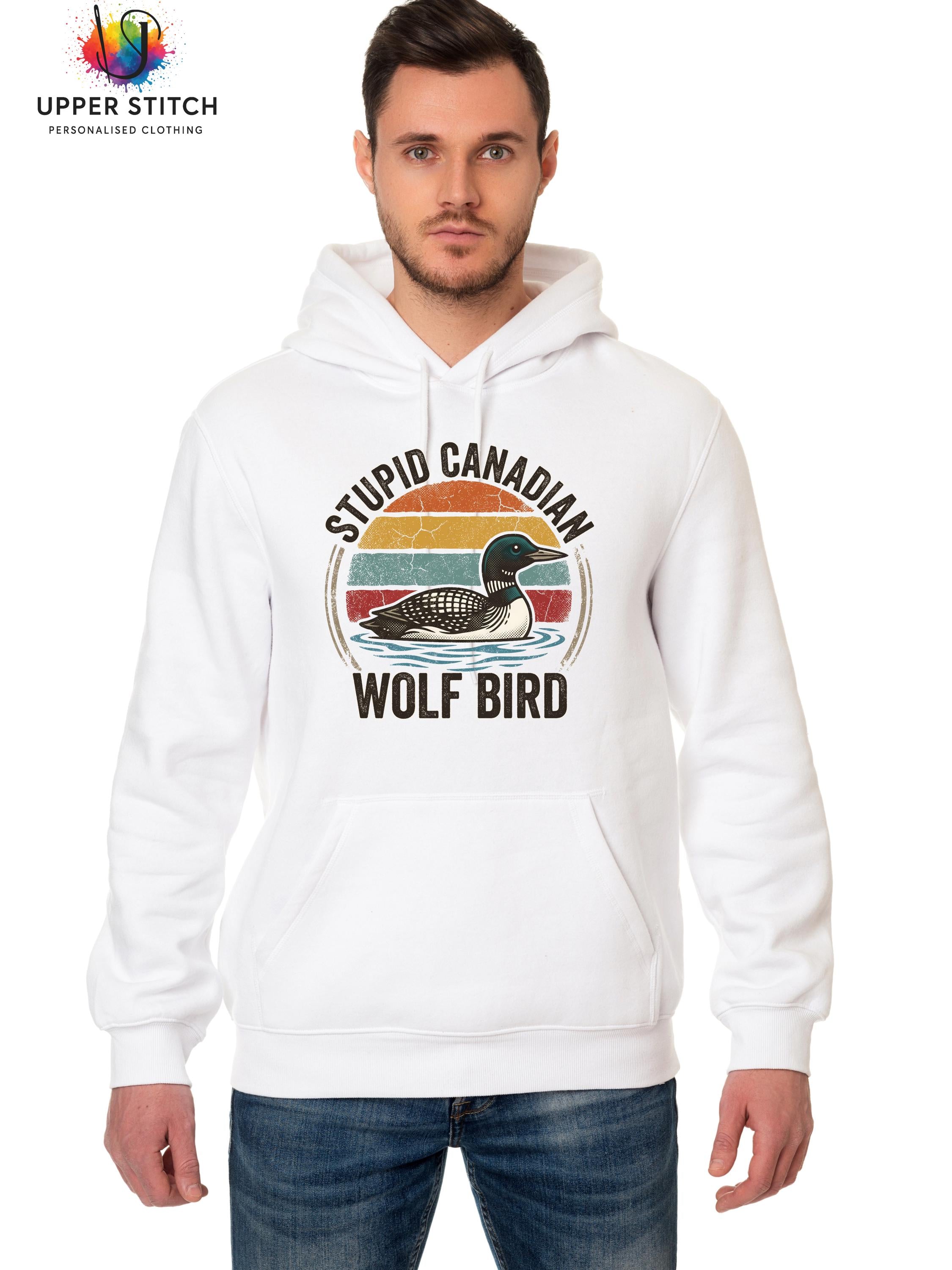 Stupid Canadian Wolf Bird Hoodie | BookTok Hockey Romance Fandom