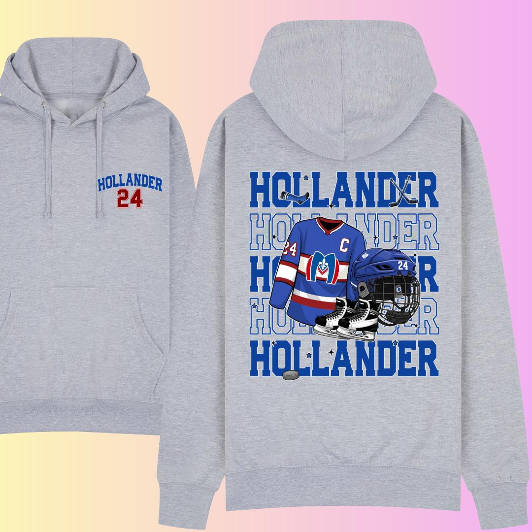 Hollander 24 Hockey Fan Art Hoodie | Unisex Sports Sweatshirt