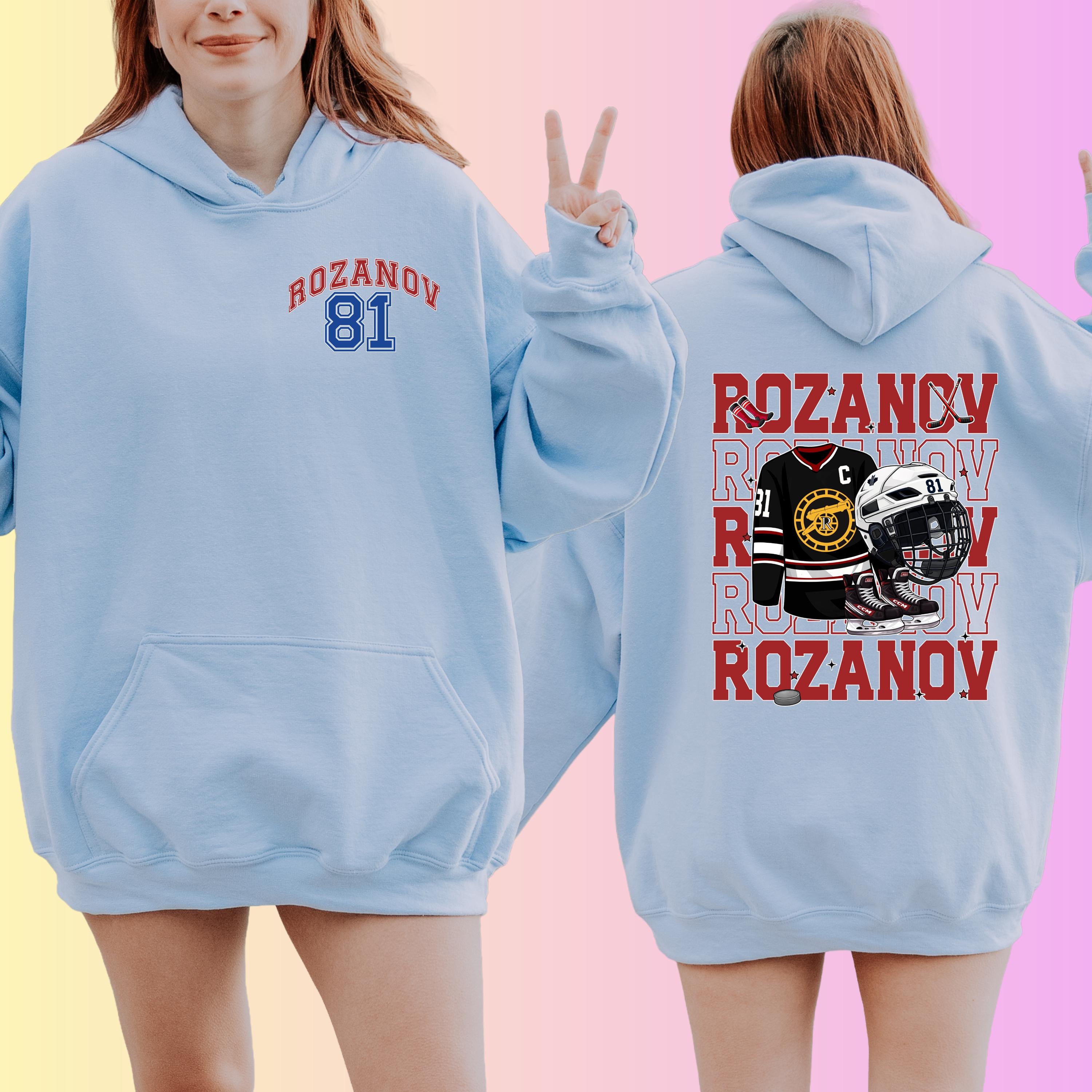 Rozanov 81 Hockey Hoodie | Hockey Fan Hood | Heated Rivalry | Unisex Inclusive sizing