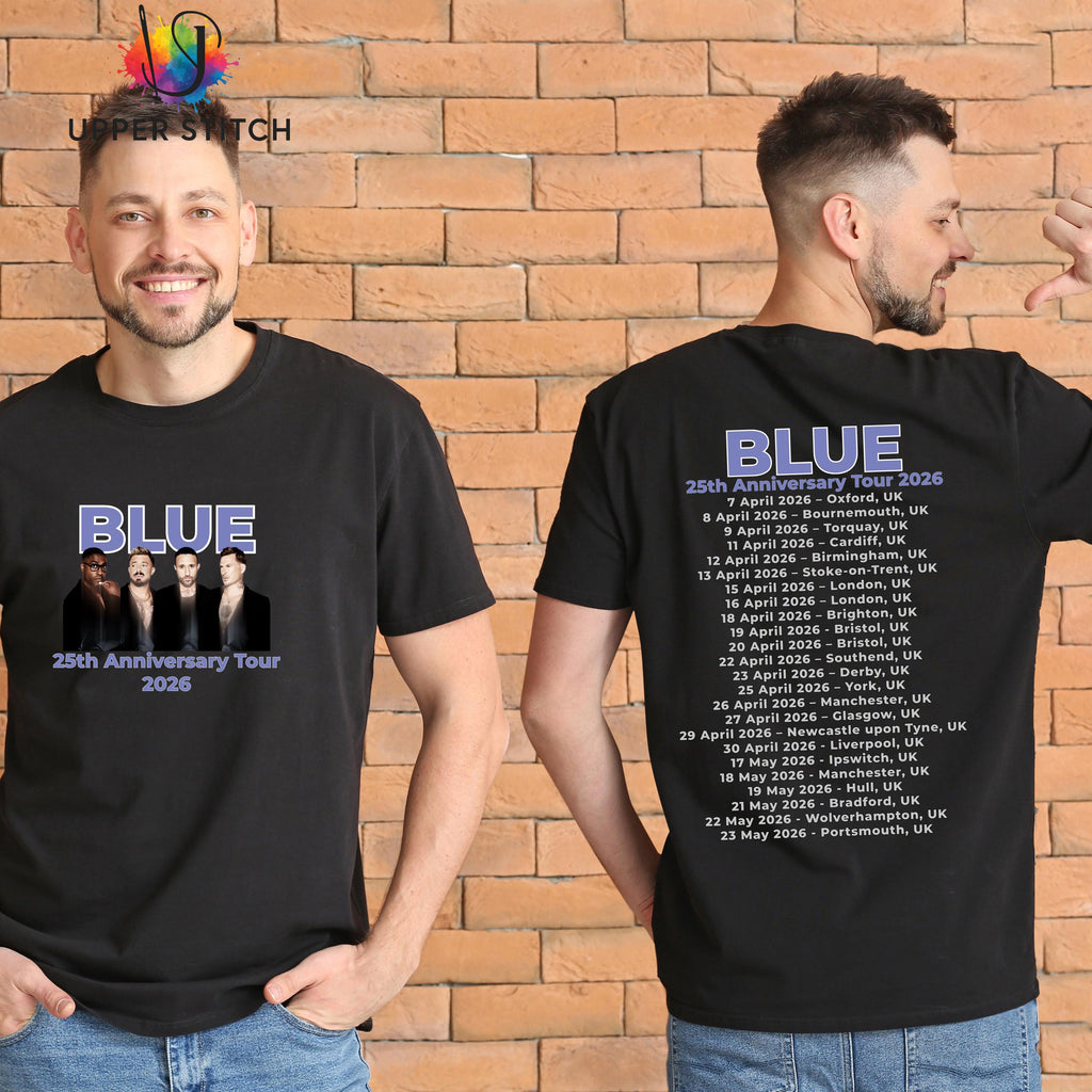 Blue 25th Anniversary Tour T-Shirt | Retro Boy Band Concert Tee