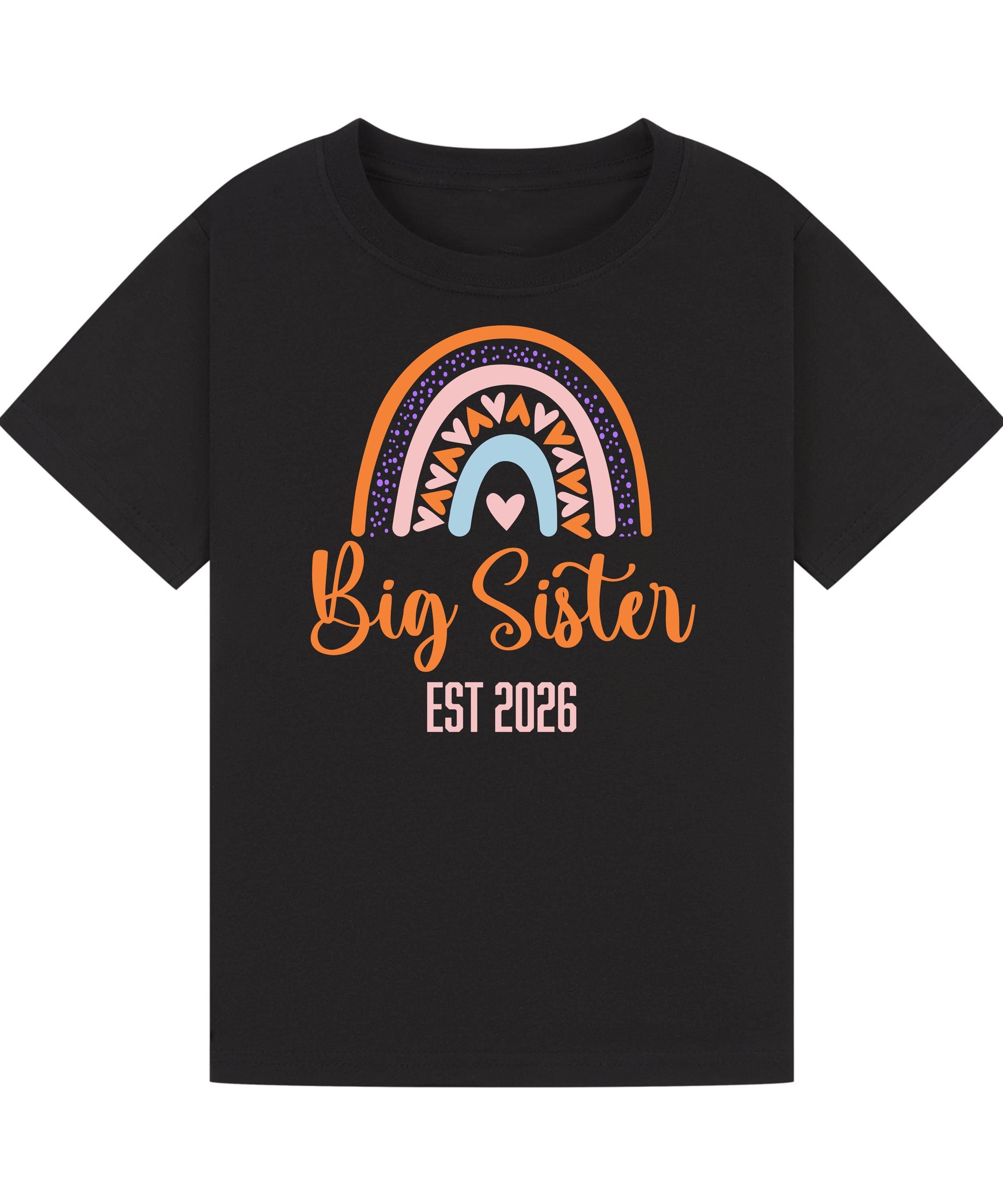 Big Brother/Sister Pregnancy Announcement Shirt – Rainbow Sibling Reveal, EST 2026