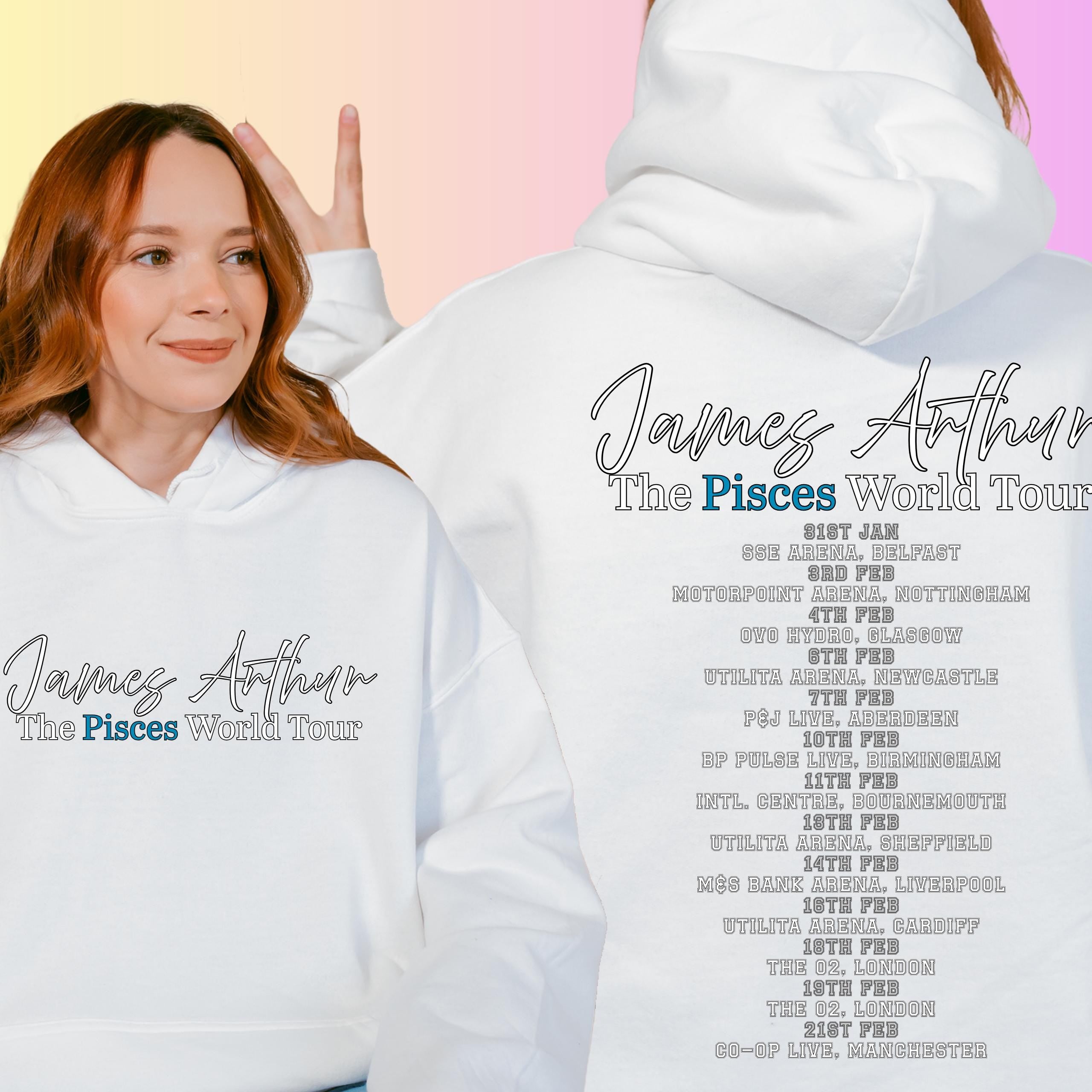 James Arthur 2026 Pisces World Tour Hoodie / T-Shirt – Two-Sided Tour Merch