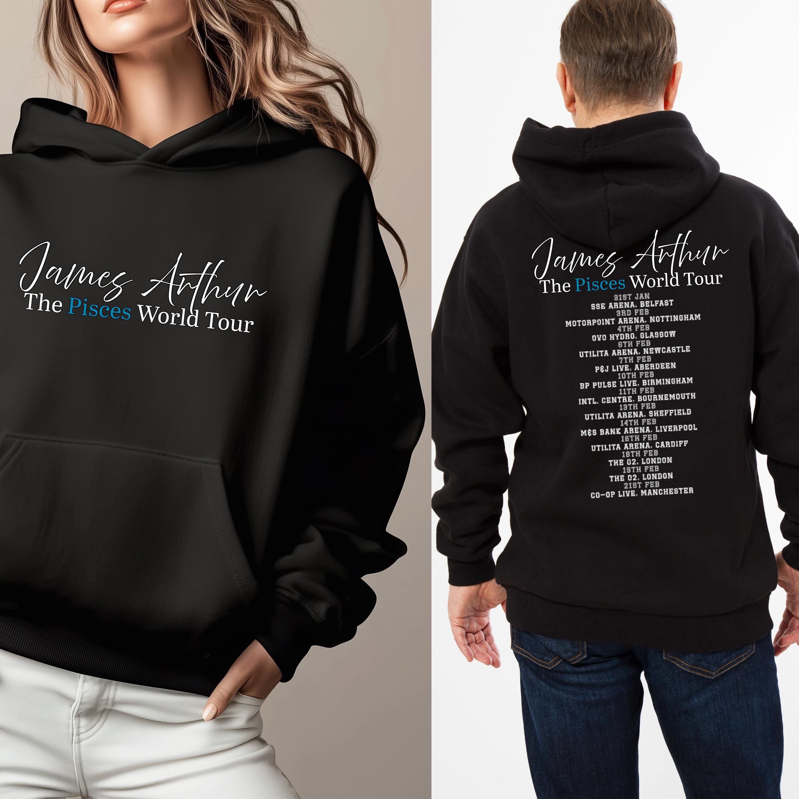 James Arthur 2026 Pisces World Tour Hoodie / T-Shirt – Two-Sided Tour Merch