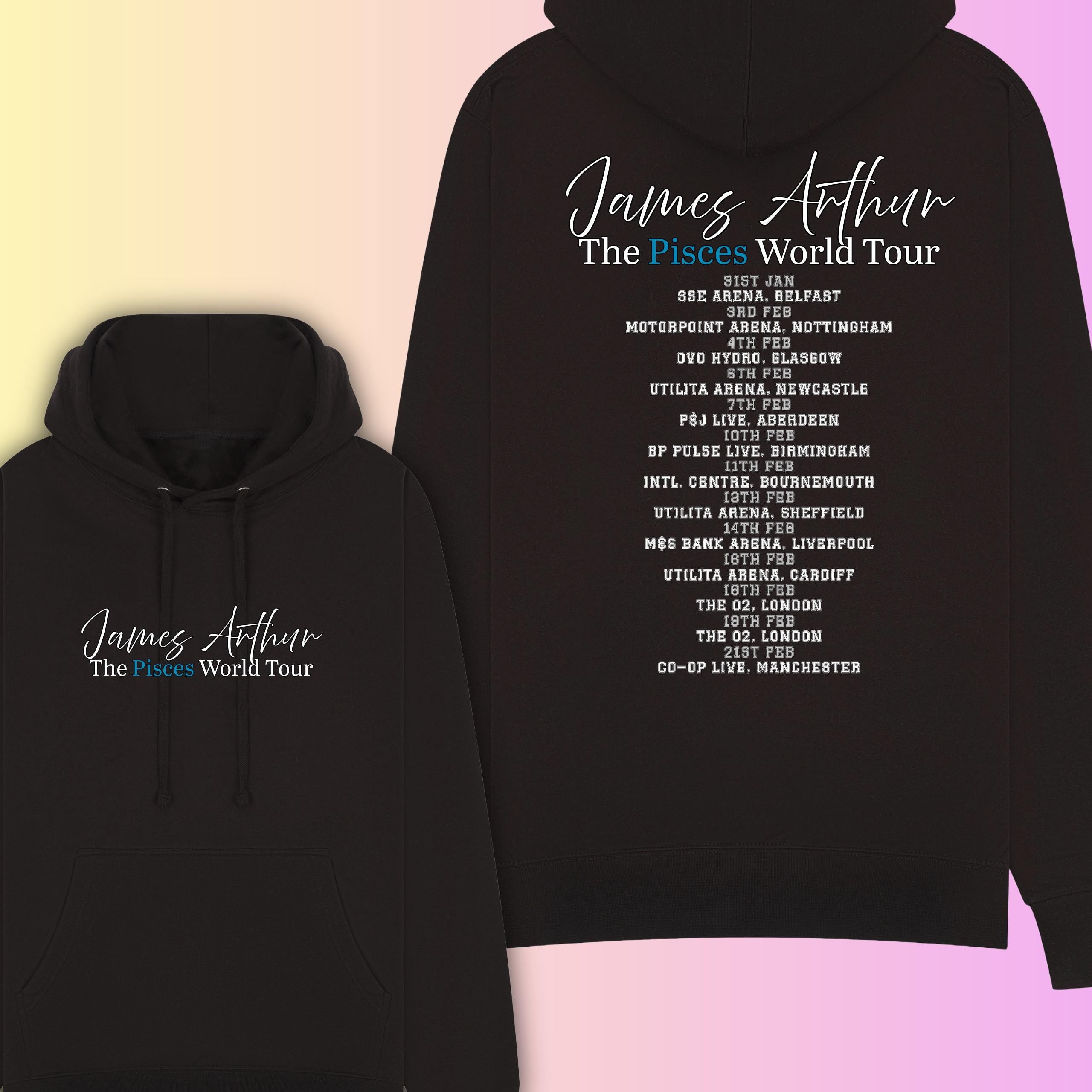 James Arthur 2026 Pisces World Tour Hoodie / T-Shirt – Two-Sided Tour Merch