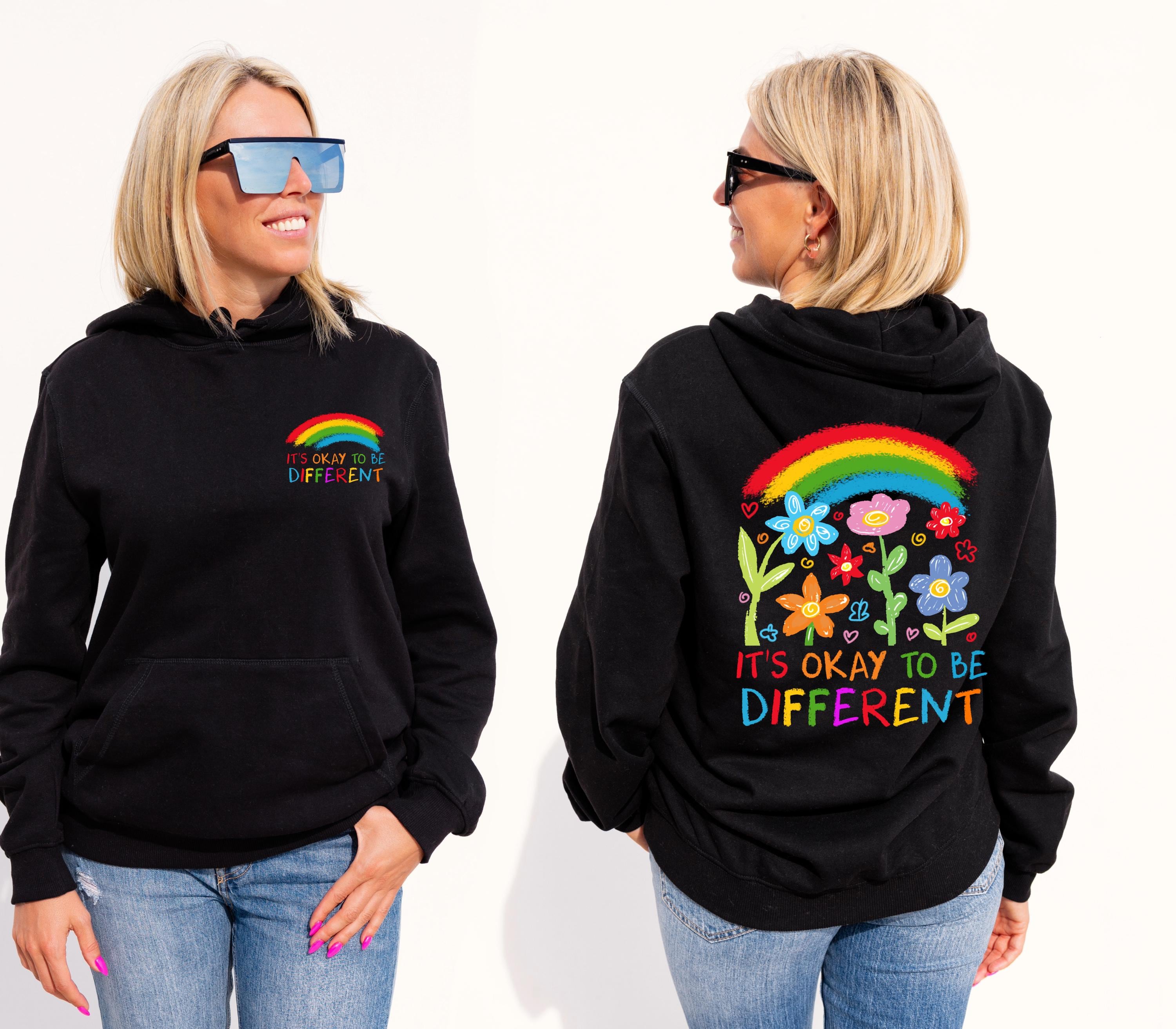 It’s Okay To Be Different Hoodie – Autism Awareness Sweatshirt – Inclusive Rainbow Family Matching Jumper