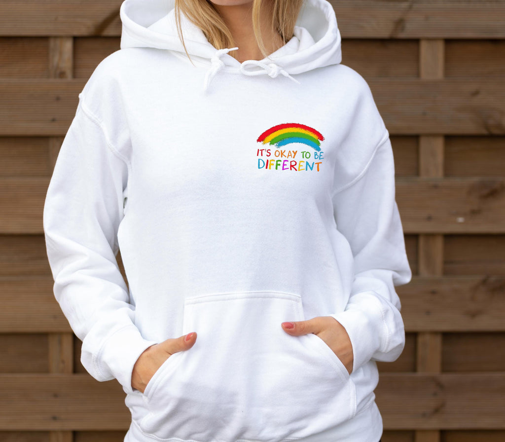 It’s Okay To Be Different Hoodie – Autism Awareness Sweatshirt – Inclusive Rainbow Family Matching Jumper