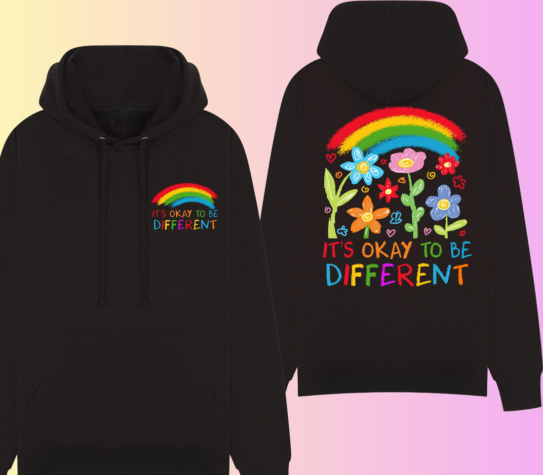 It’s Okay To Be Different Hoodie – Autism Awareness Sweatshirt – Inclusive Rainbow Family Matching Jumper