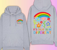 It’s Okay To Be Different Hoodie – Autism Awareness Sweatshirt – Inclusive Rainbow Family Matching Jumper