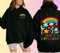 It’s Okay To Be Different Hoodie – Autism Awareness Sweatshirt – Inclusive Rainbow Family Matching Jumper