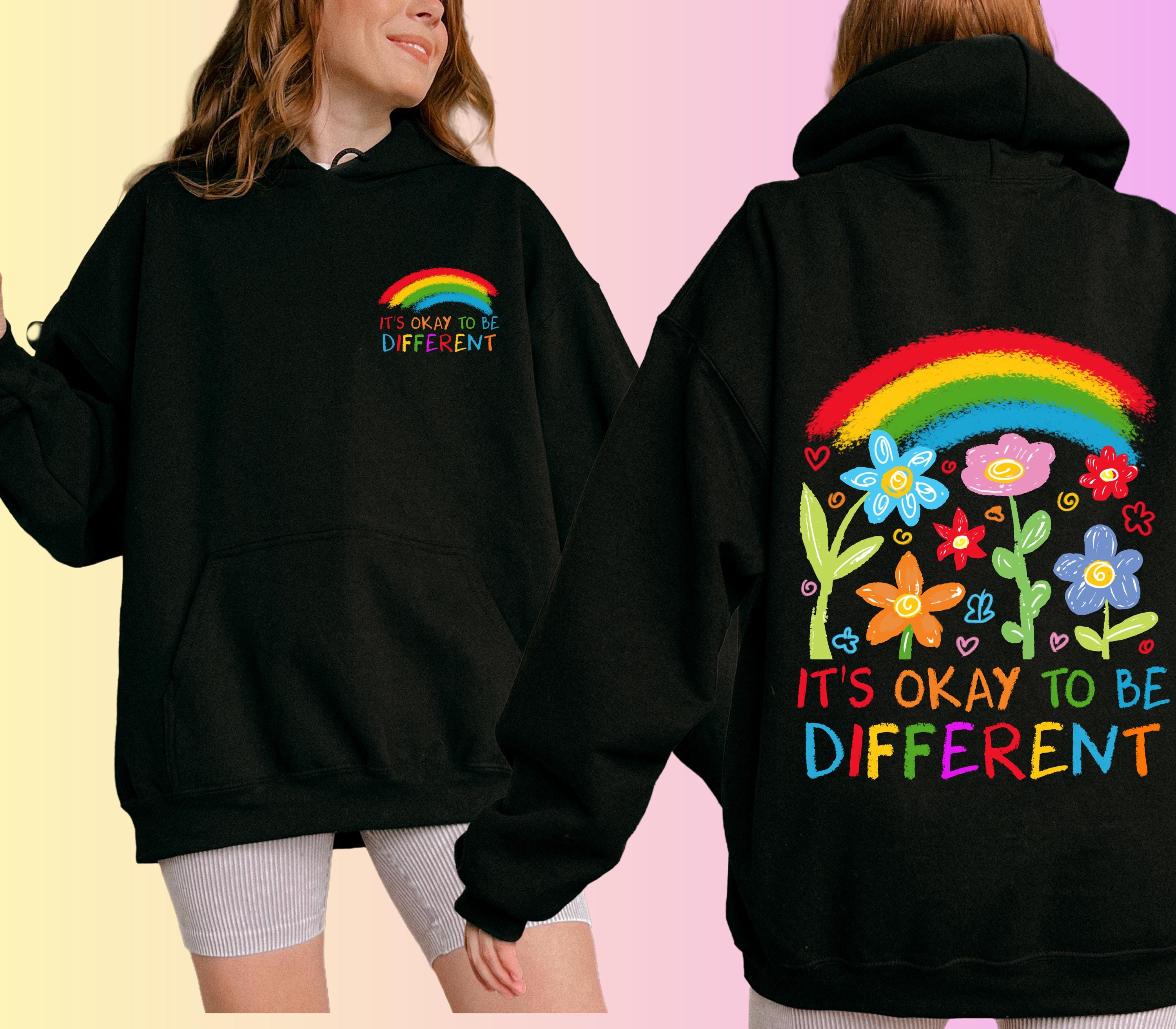 It’s Okay To Be Different Hoodie – Autism Awareness Sweatshirt – Inclusive Rainbow Family Matching Jumper