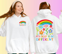 It’s Okay To Be Different Hoodie – Autism Awareness Sweatshirt – Inclusive Rainbow Family Matching Jumper