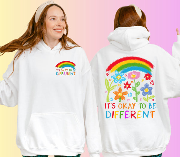It’s Okay To Be Different Hoodie – Autism Awareness Sweatshirt – Inclusive Rainbow Family Matching Jumper