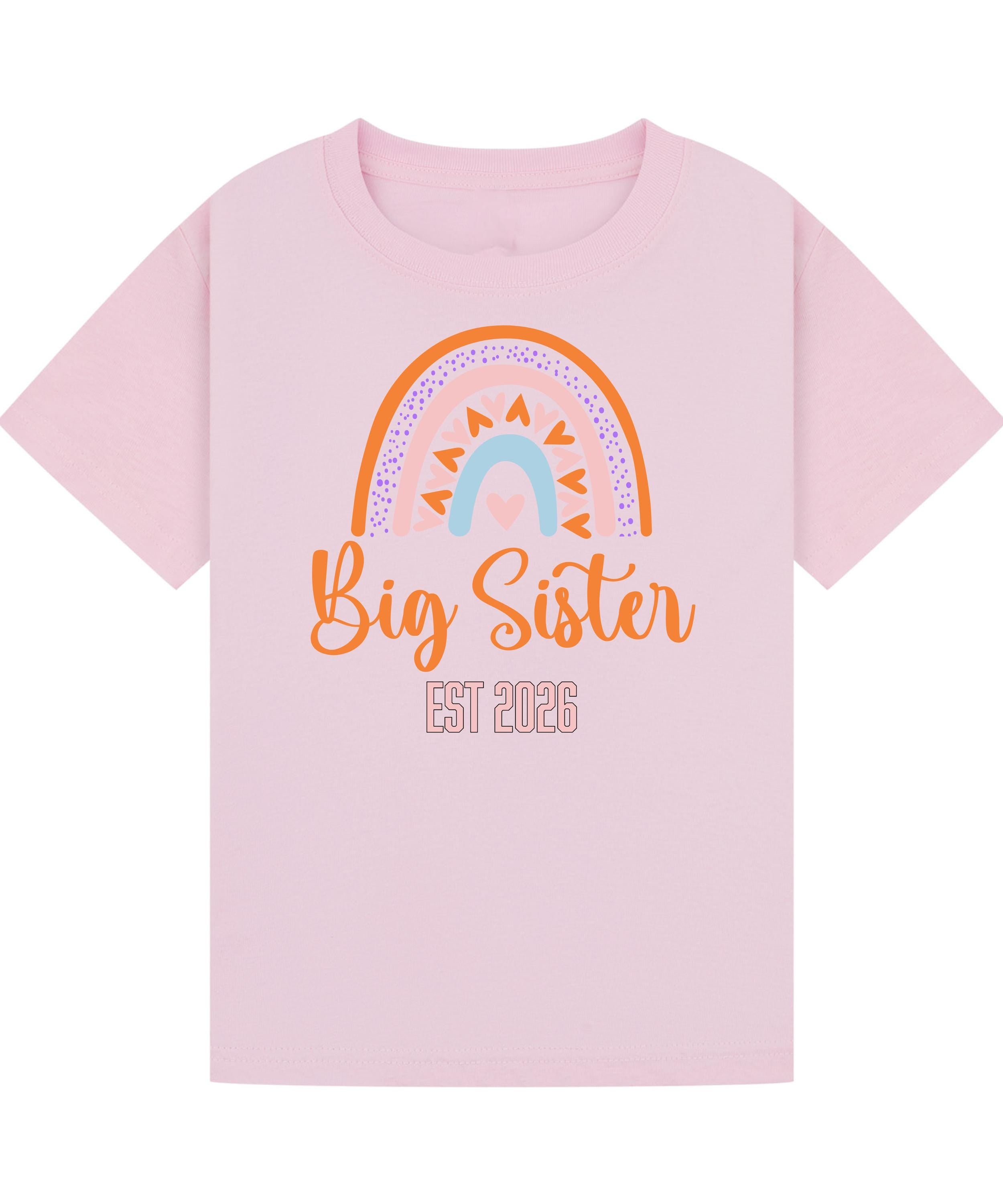 Big Brother/Sister Pregnancy Announcement Shirt – Rainbow Sibling Reveal, EST 2026