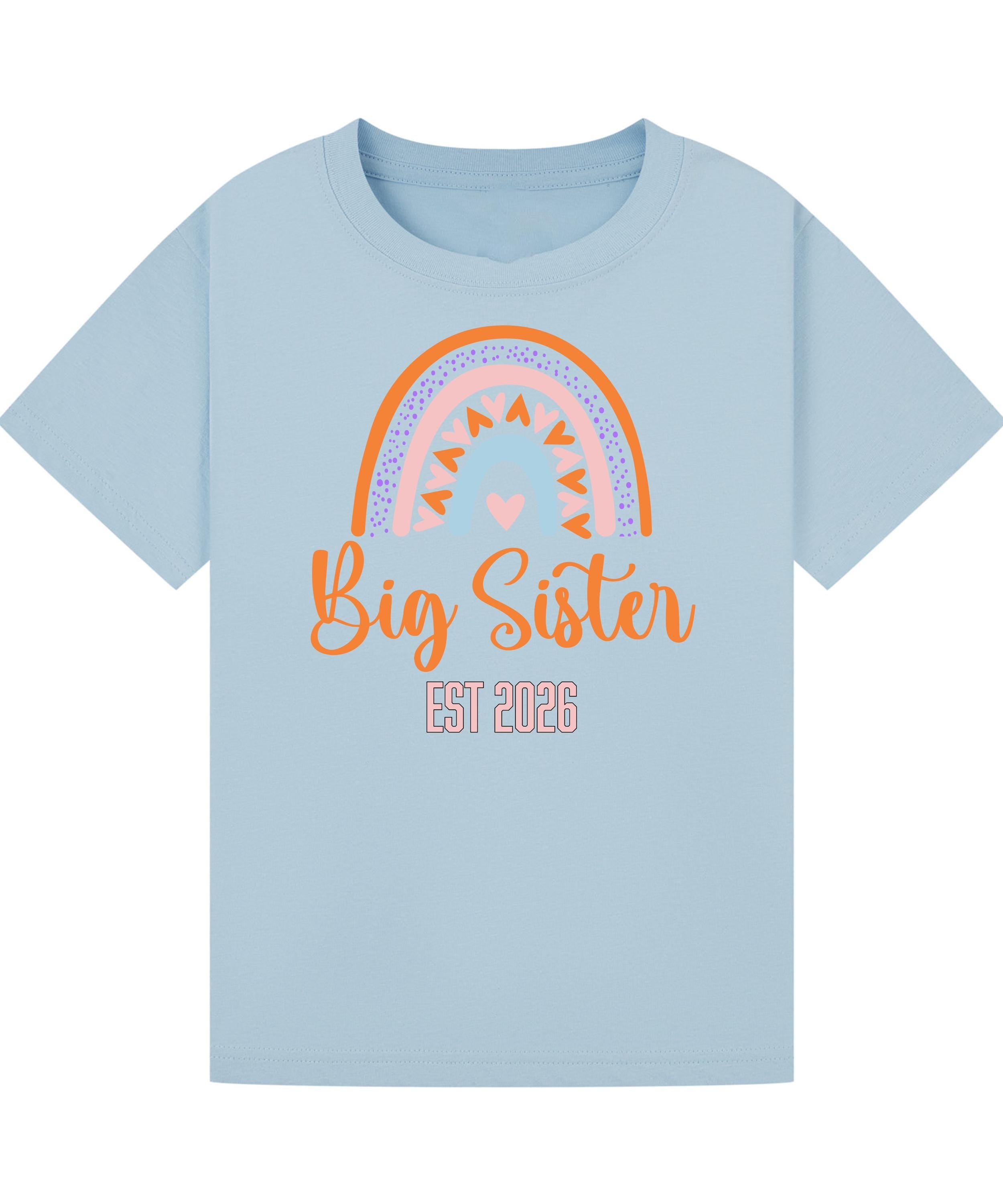 Big Brother/Sister Pregnancy Announcement Shirt – Rainbow Sibling Reveal, EST 2026