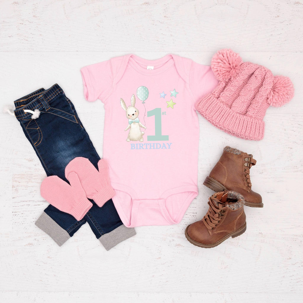 Bunny 1st Birthday Babygrow – Cake Smash Outfit, Keepsake Gift