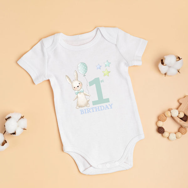 Bunny 1st Birthday Babygrow – Cake Smash Outfit, Keepsake Gift