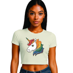 Rainbow Pride Unicorn Cropped T-Shirt | Pride Wear | Sizes UK 4–28