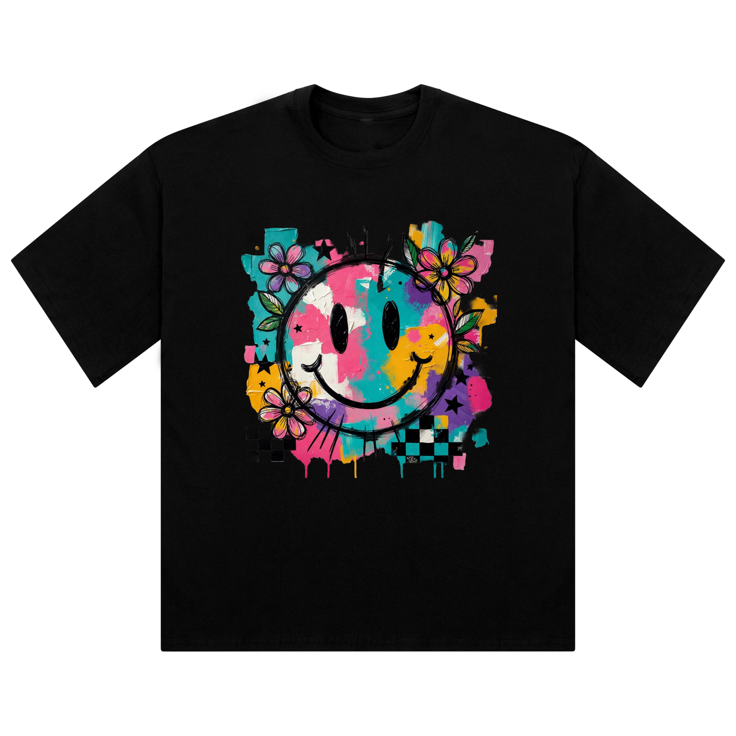 Colour Splash Smiley Oversized Ladies T-Shirt