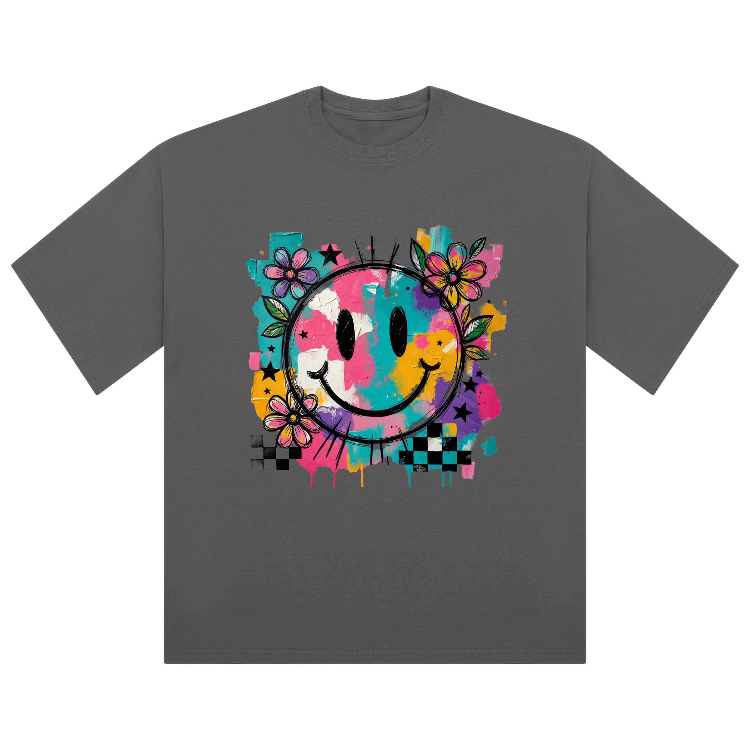 Colour Splash Smiley Oversized Ladies T-Shirt