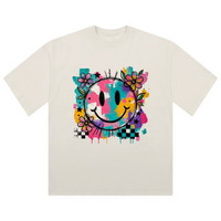 Colour Splash Smiley Oversized Ladies T-Shirt